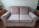 Ashley Recliner. Loveseat couch. Claw foot antique oak dresser. Antique princess cane chair. Custom whimsical  3 level corner shelf.