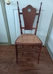 Ashley Recliner. Loveseat couch. Claw foot antique oak dresser. Antique princess cane chair. Custom whimsical  3 level corner shelf.