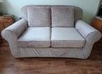 Ashley Recliner. Loveseat couch. Claw foot antique oak dresser. Antique princess cane chair. Custom whimsical  3 level corner shelf.